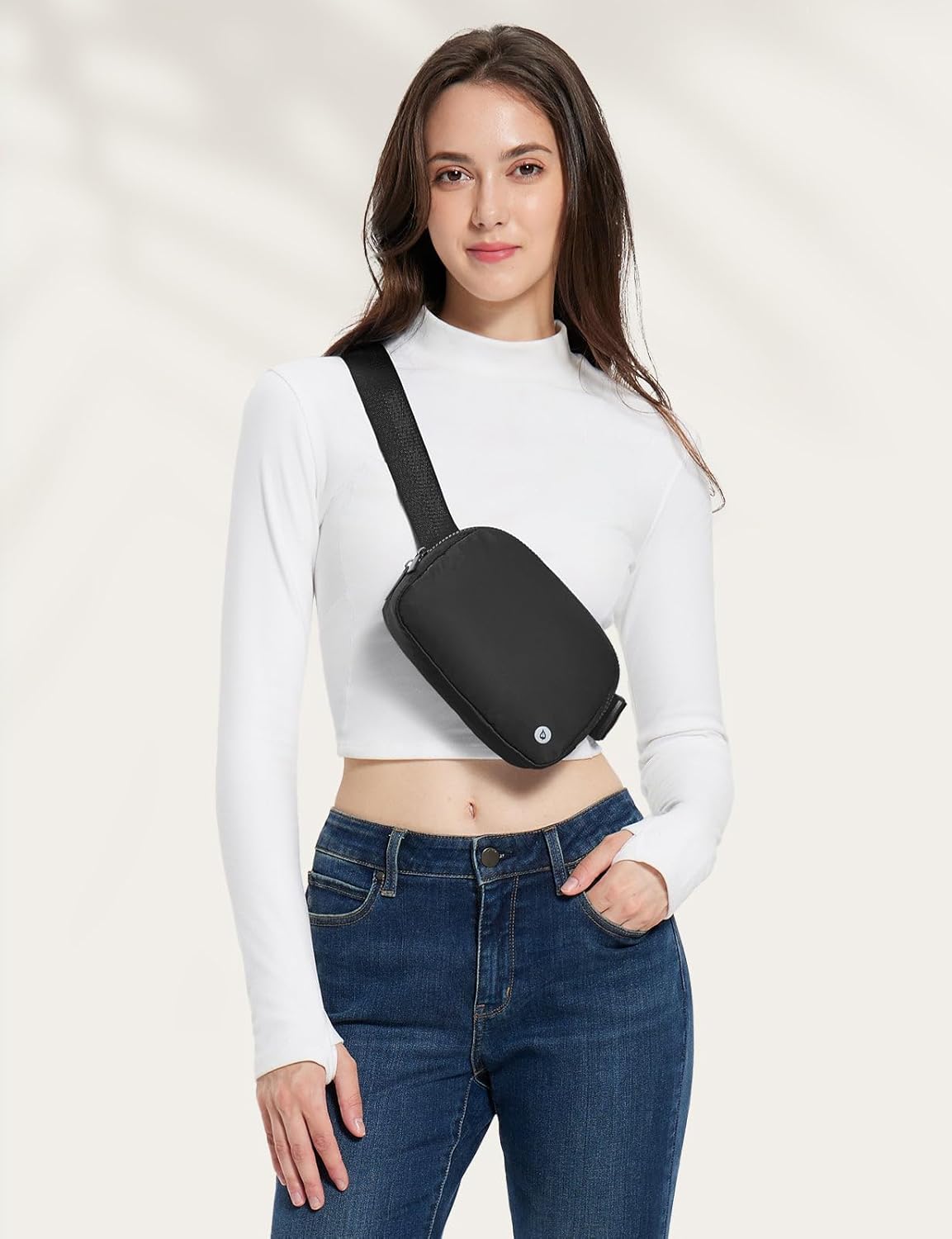 BALEAF Belt Bag Women Crossbody Fanny Pack Fashion Waist Packs Adjustable Strap Black 1L