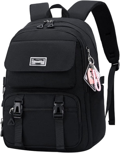 Women's & Teen Girls Laptop Backpack | 35L School & Travel Daypack with Anti-Theft Pocket — Grey
