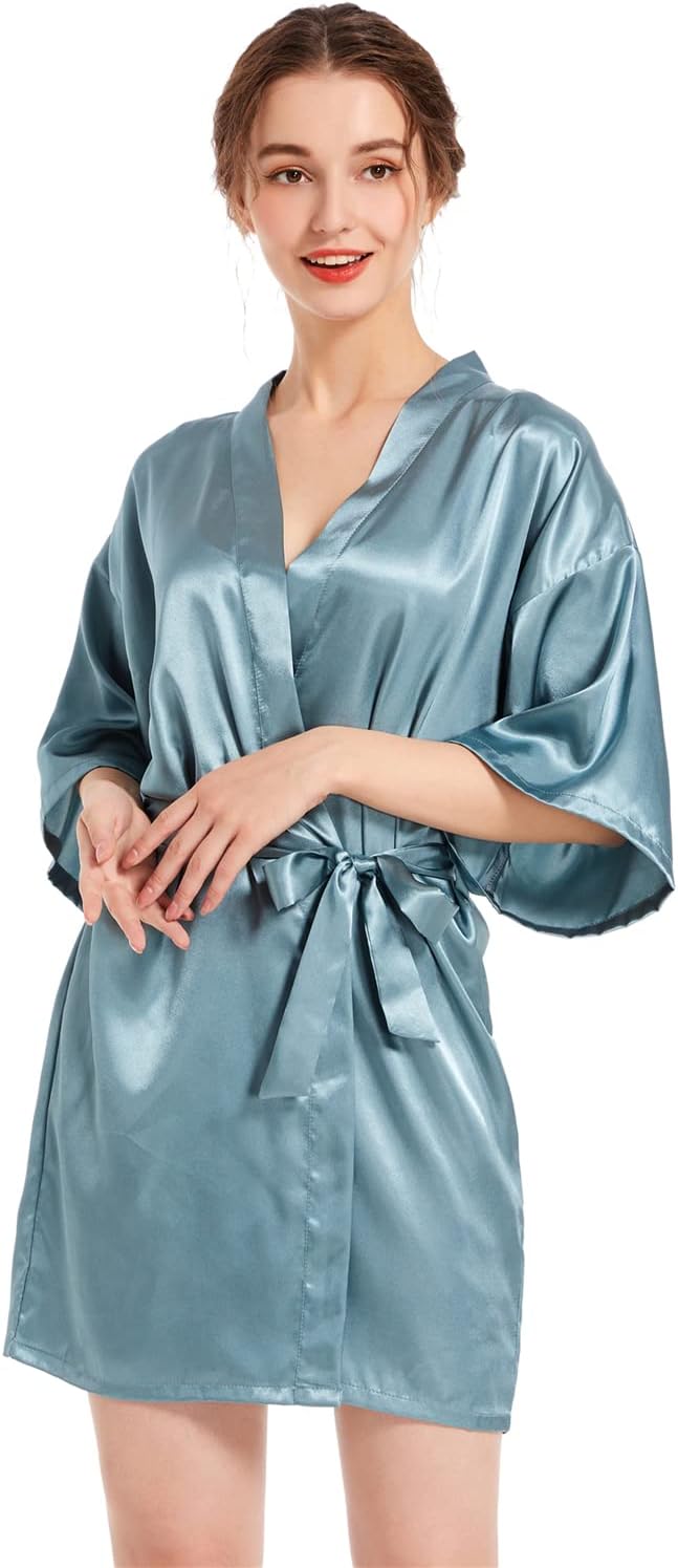 Satin Kimono Robe for Women & Girls | Bridal, Bridesmaid & Spa Bathrobe