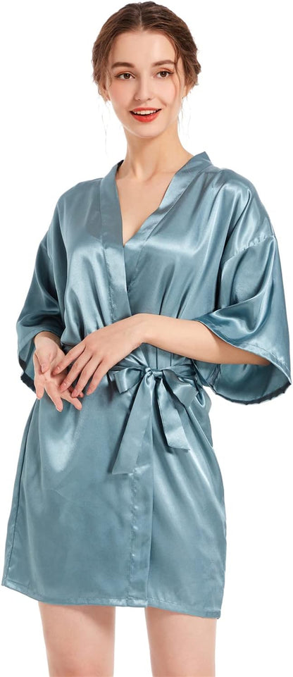 Satin Kimono Robe for Women & Girls | Bridal, Bridesmaid & Spa Bathrobe