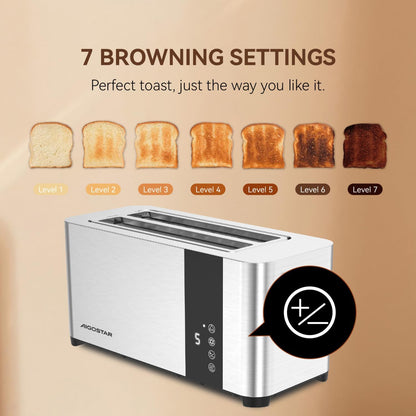 4-Slice Long Slot Toaster | Stainless Steel, LCD Touch Control, 7 Browning Levels, 1400W