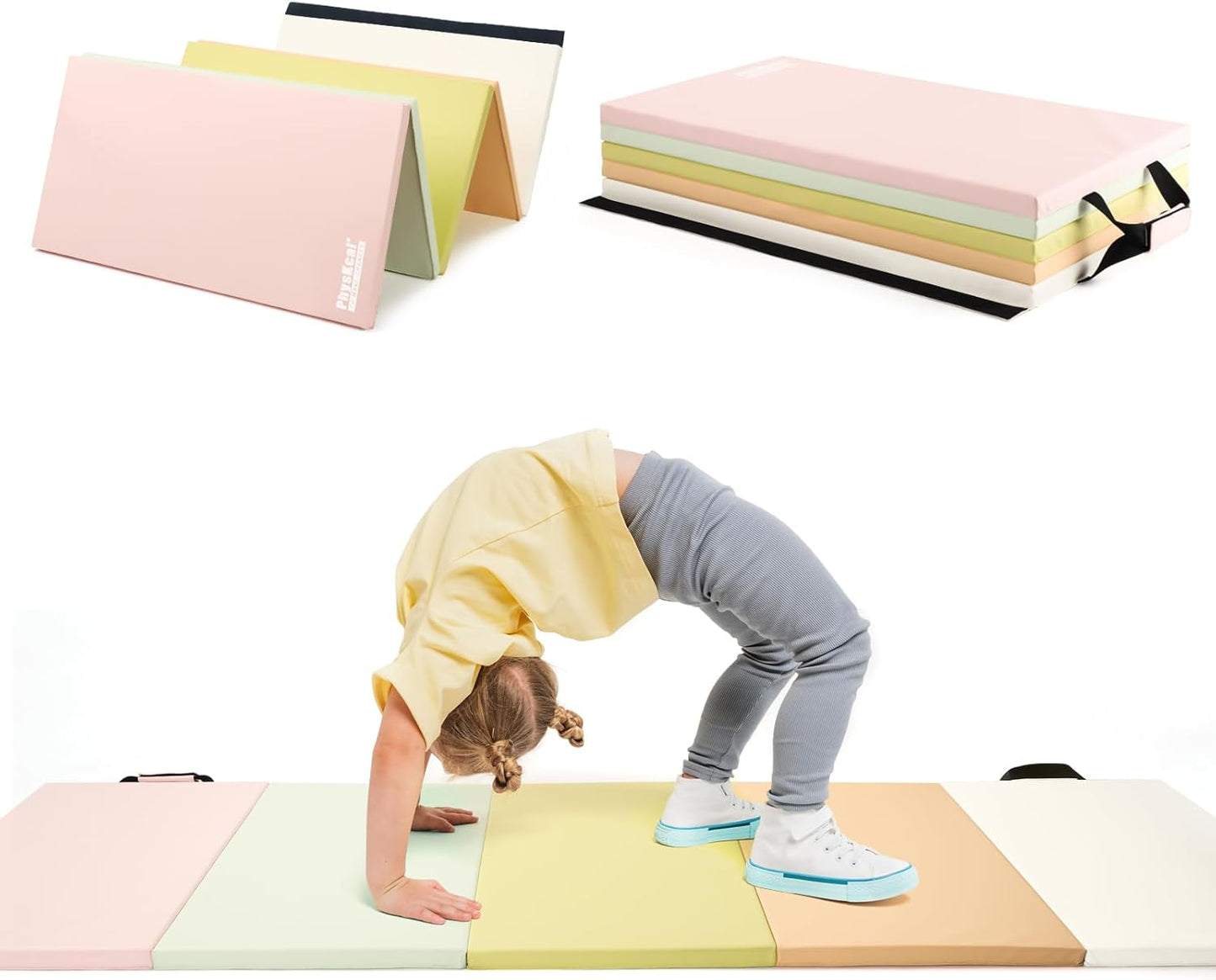 5 Panel Folding Gymnastics Tumbling Mat – 195 × 75 × 2" Exercise Mat with Carry Handles