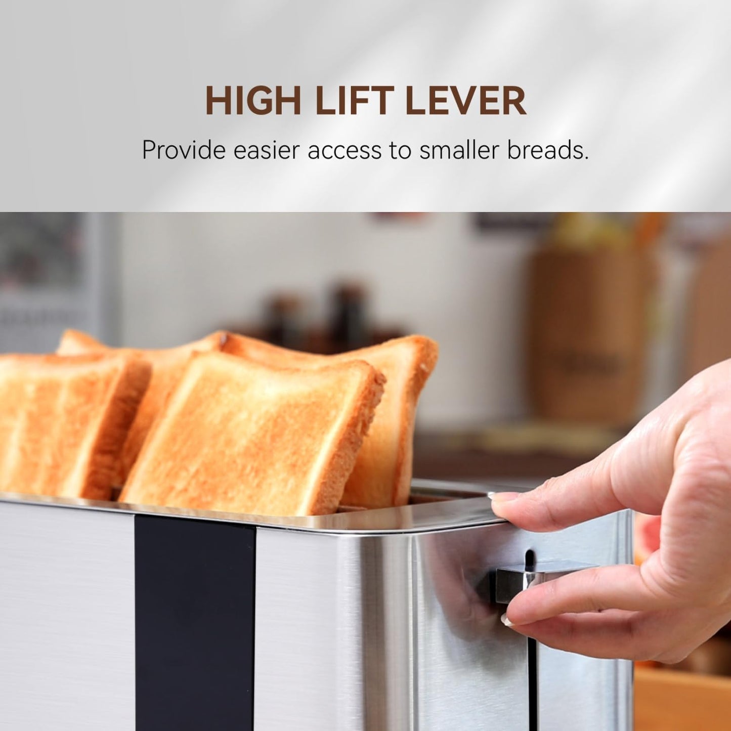 4-Slice Long Slot Toaster | Stainless Steel, LCD Touch Control, 7 Browning Levels, 1400W