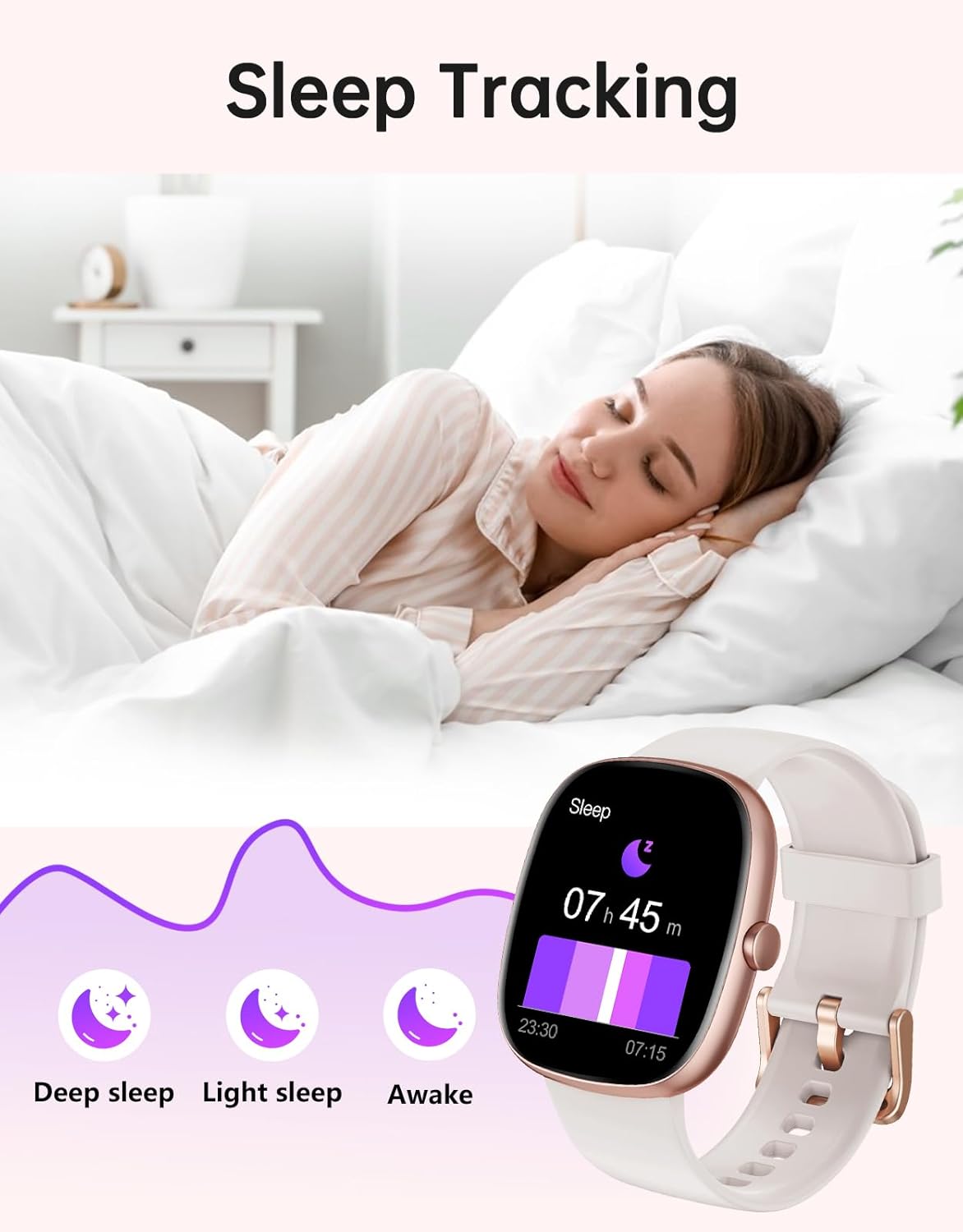 HUAKUA Women’s Smartwatch – Bluetooth Call Answer/Make, Heart Rate & SpO2 Tracking, Sleep Monitor, Multi‑Sport Fitness Tracker