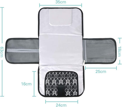Lekebaby Portable Changing Mat – Baby Nappy Changing Mat for Travel with Wipe Pocket & Head Cushion