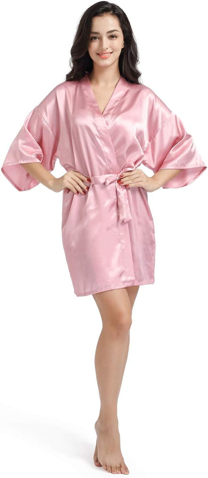 Satin Kimono Robe for Women & Girls | Bridal, Bridesmaid & Spa Bathrobe