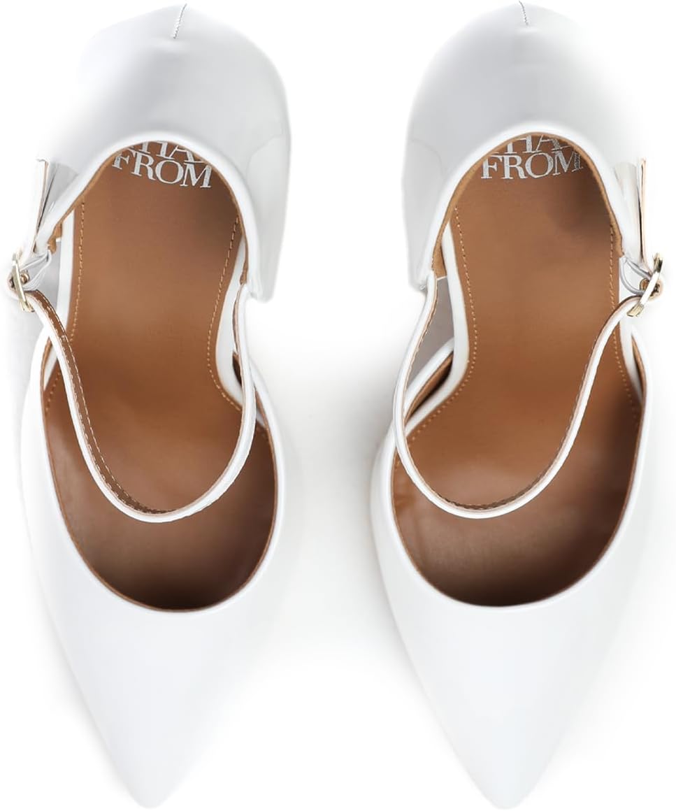 Women's High Heel Court Shoes - Vegan Pointed Toe Stiletto Pumps with Ankle Strap for Office & Occasions | UK