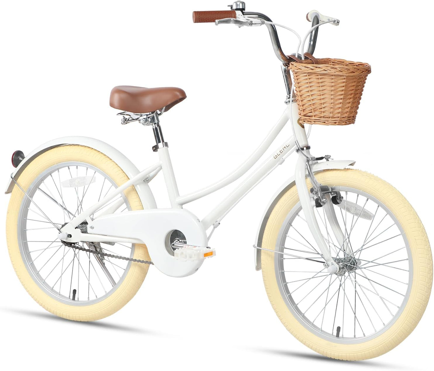 GLERC Little Molly Kids Retro Girls Bike with Basket, Stabilisers and Kickstand