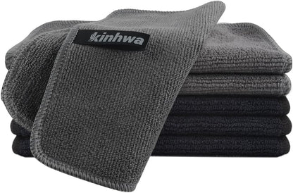 Microfibre Dish Cloths 6-Pack | Super Absorbent Quick-Dry Kitchen Cleaning Cloths with Scrubbing Side — 30 x 30 cm
