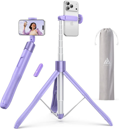 ATUMTEK 1.4m Selfie Stick Tripod – Extendable Aluminium with Bluetooth Remote for iPhone, Samsung & More | Light Blue | UK