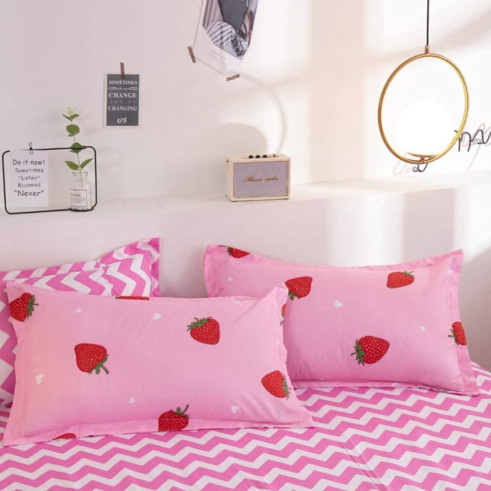 Strawberry Bedding Set - Cute Pink Girls Duvet Cover Super King | 3-Piece Microfiber Kids Bedding UK