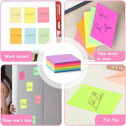 Large Sticky Notes 10 x 15 cm | 8 Bright Colours | 50 Sheets Per Pad | Strong Adhesive, Residue-Free | Choose 8-Pack (400 Sheets) or 12-Pack (400 Sheets)