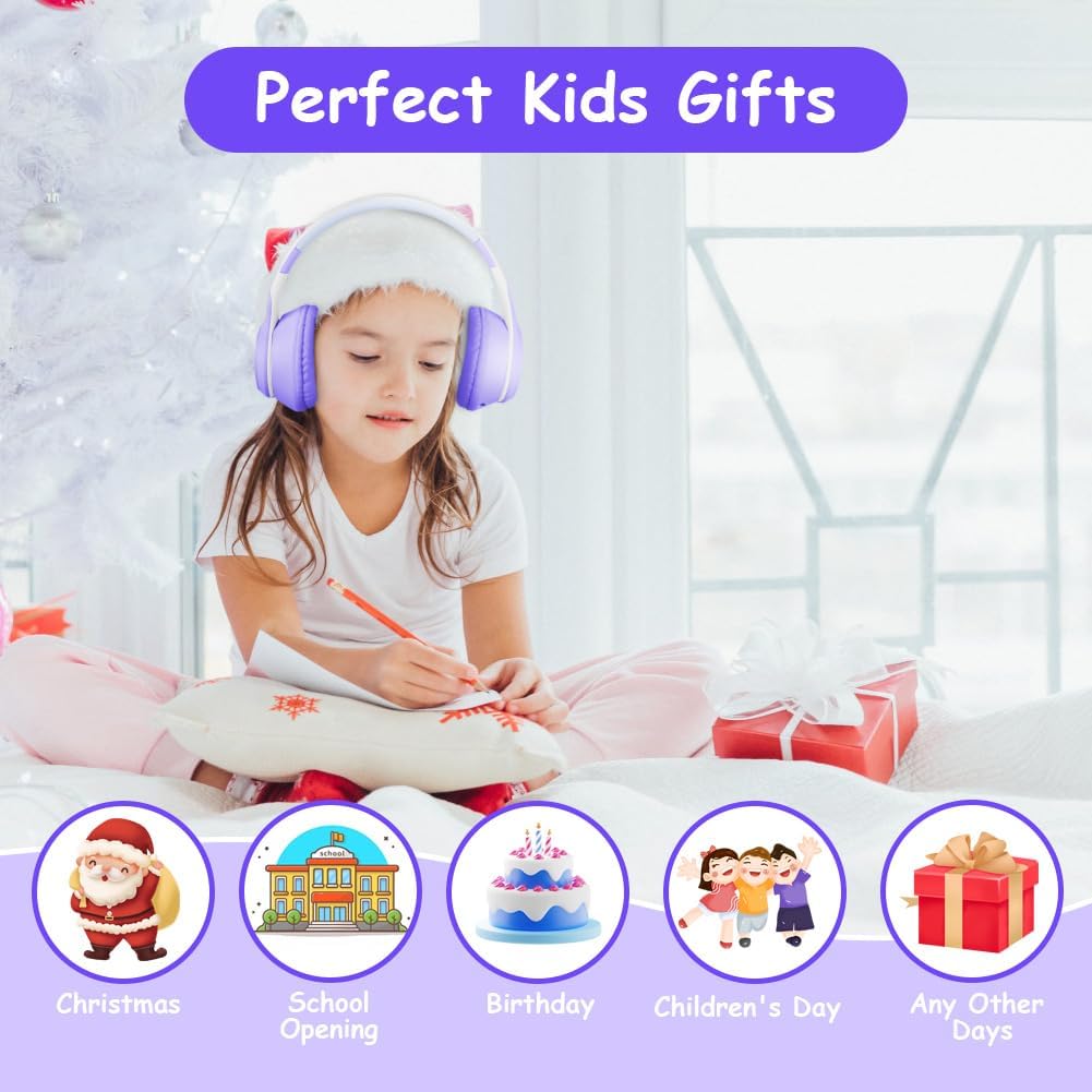 AXFEE Bluetooth Kids Headphones – LED Light Up Wireless/Wired Stereo Headset – Bluetooth 5.1 Foldable Over-Ear