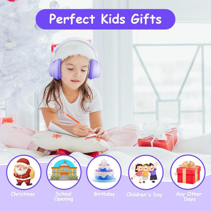AXFEE Bluetooth Kids Headphones – LED Light Up Wireless/Wired Stereo Headset – Bluetooth 5.1 Foldable Over-Ear