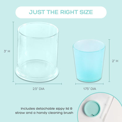 Grabease 3-in-1 Baby Training Cup – BPA-Free Silicone Sippy Cup with Straw, Lid & Mini Open Cup for 6+ Months – Leakproof, Easy-Clean Weaning Cup (Teal)