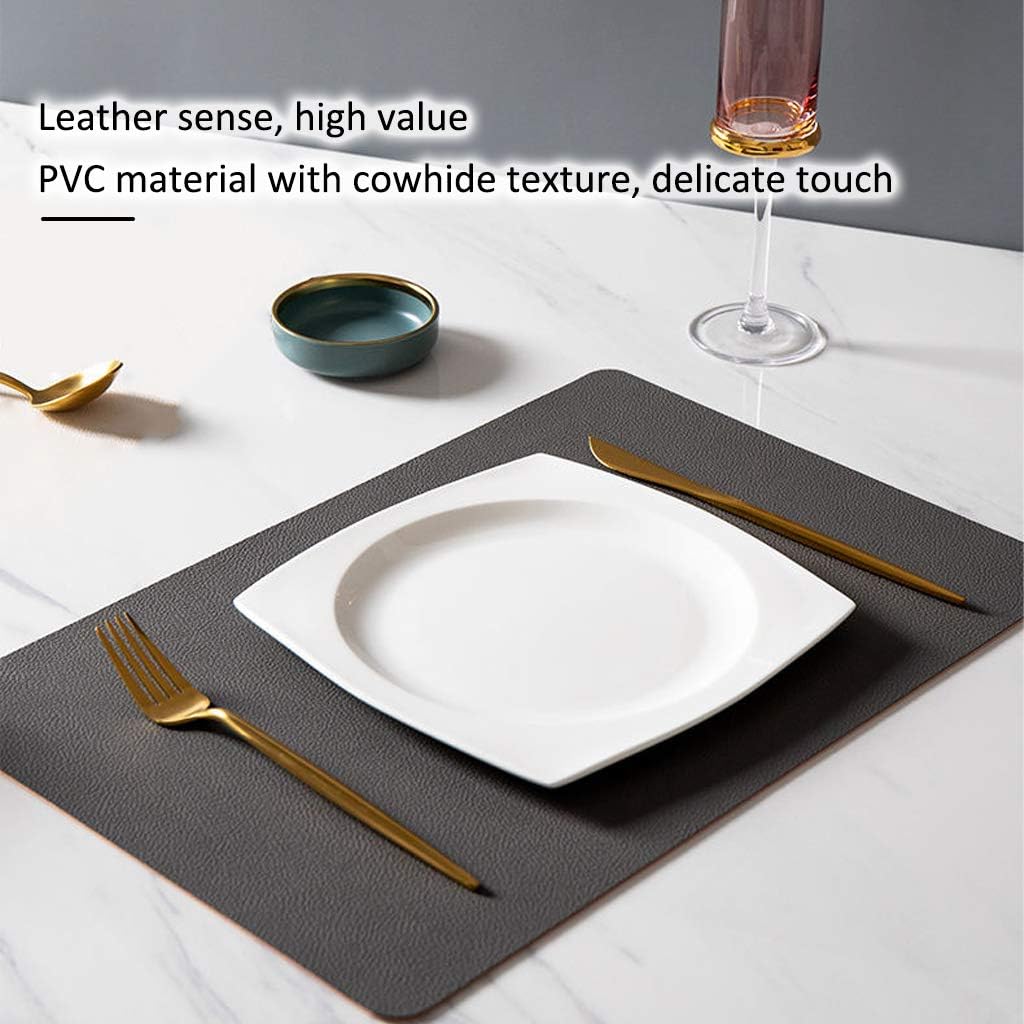 Placemats and Coaster Set of 6 – Double Thickened Dining Table Mats & Coasters | Waterproof Heat-Resistant | Pink