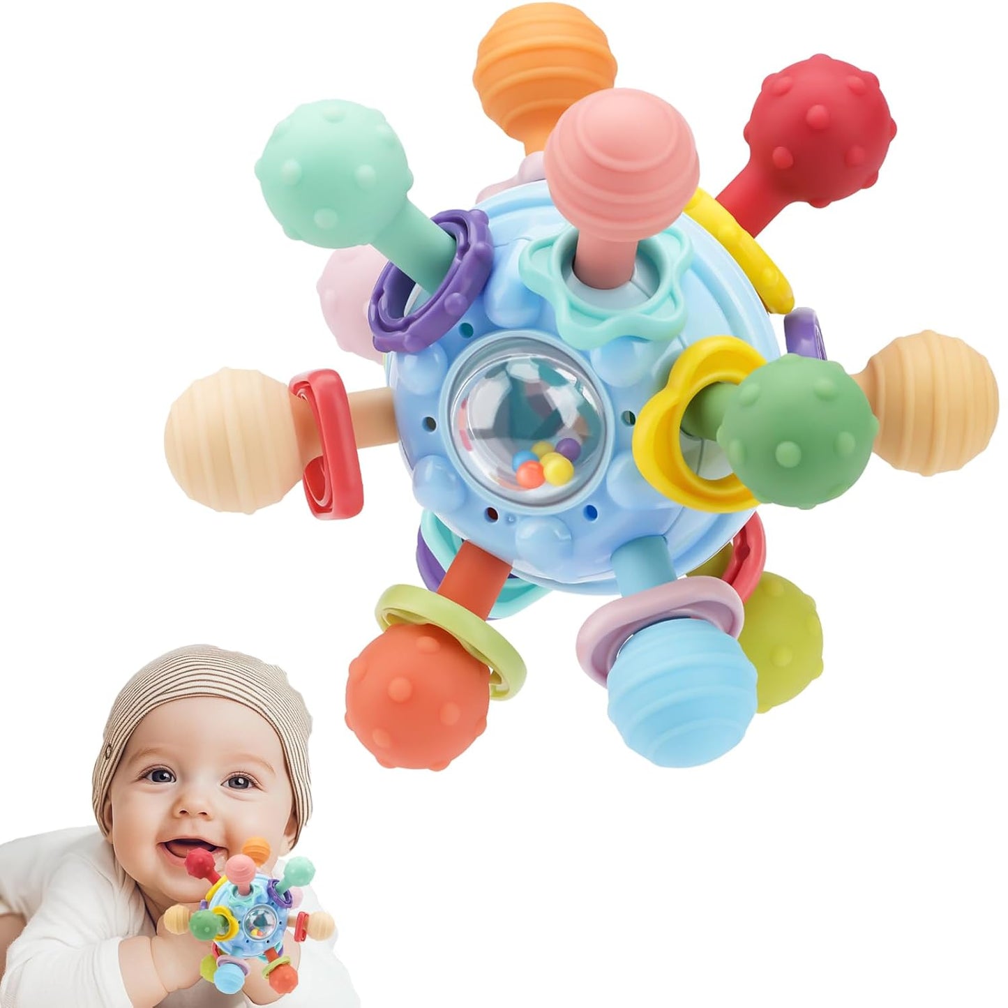 Baby Montessori Teething Toys - Food Grade Sensory Rattle for 0-18 Months | UK