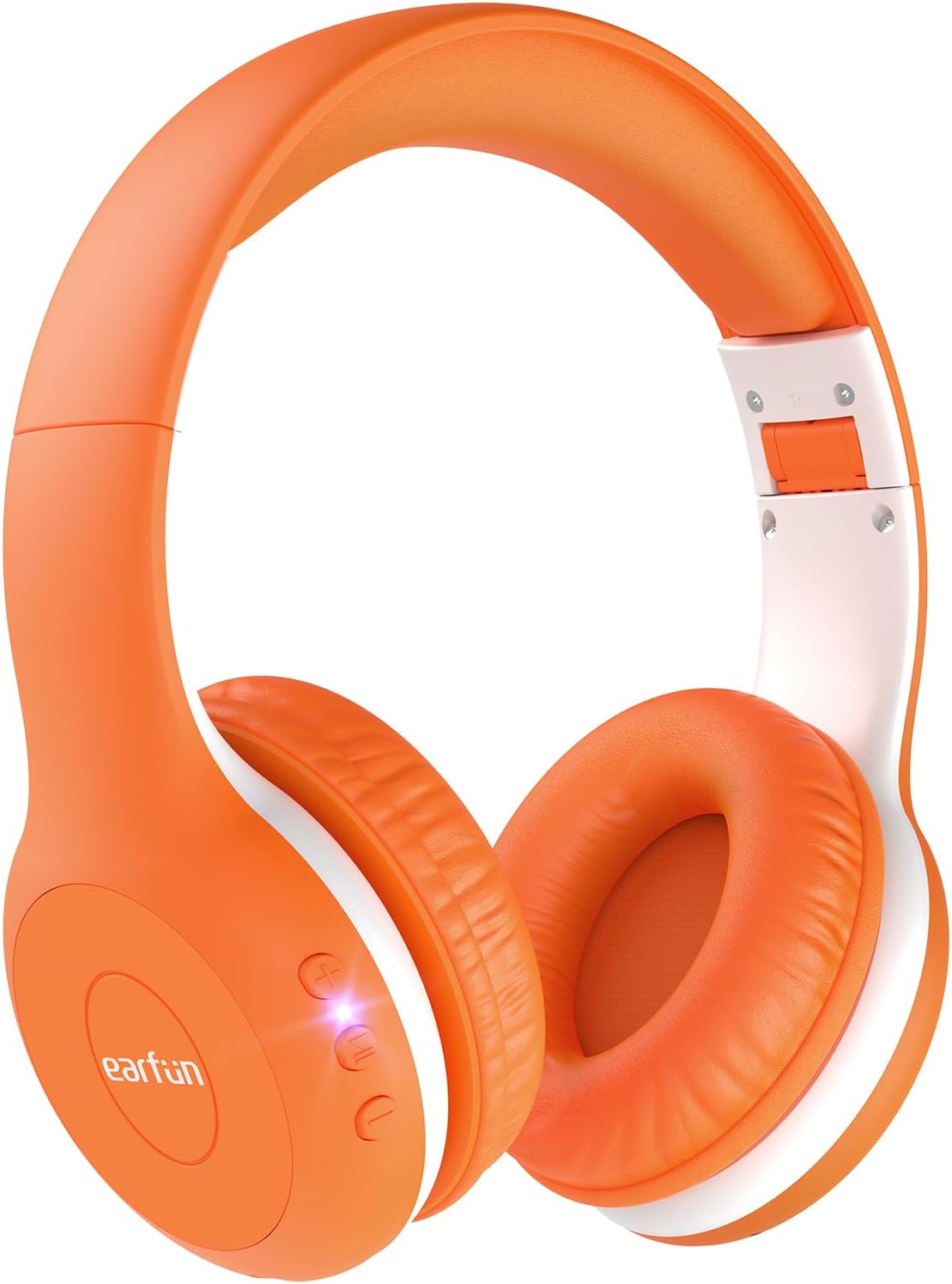 EarFun Kids Wireless Headphones – Bluetooth 5.4, Volume Limited 85/94dB, Foldable Over‑Ear with Mic (Orange)