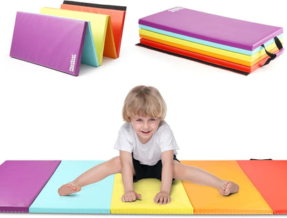 5 Panel Folding Gymnastics Tumbling Mat – 195 × 75 × 2" Exercise Mat with Carry Handles