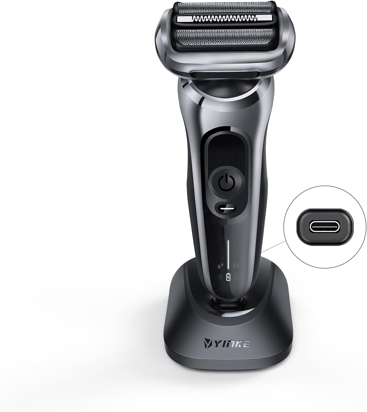 YINKE 3.5V–12V Charging Base for Braun Electric Shavers – Compatible with Series 3/5/6/7/8/9 (Travel Stand)