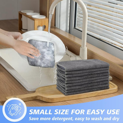 Microfibre Dish Cloths 6-Pack | Super Absorbent Quick-Dry Kitchen Cleaning Cloths with Scrubbing Side — 30 x 30 cm