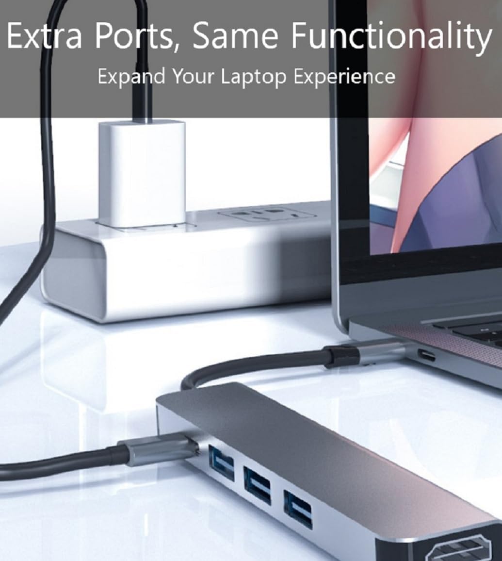 USB C Multiport Adapter 5-in-1 Docking Station with 87W PD Charging HDMI 4K