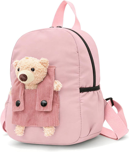 Aucuu Cute Bear Kids Backpack | Detachable Teddy | Adjustable Straps | Preschool & Kindergarten | Boys & Girls