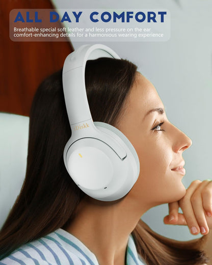 iDiskk ANC Hybrid Wireless Over‑Ear Headphones – Bluetooth 5.3, Mic, Deep Bass (Grey)