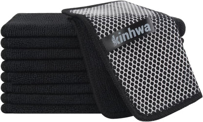 Microfibre Dish Cloths 6-Pack | Super Absorbent Quick-Dry Kitchen Cleaning Cloths with Scrubbing Side — 30 x 30 cm