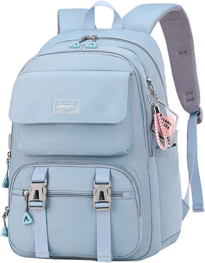 Women's & Teen Girls Laptop Backpack | 35L School & Travel Daypack with Anti-Theft Pocket — Grey