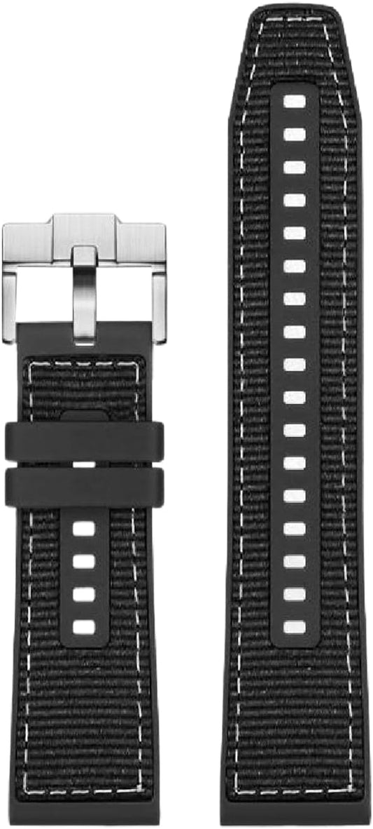 22mm Quick‑Release Watch Strap – Nylon & Rubber Watch Band with Silver Pin Buckle