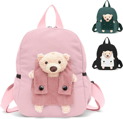 Aucuu Cute Bear Kids Backpack | Detachable Teddy | Adjustable Straps | Preschool & Kindergarten | Boys & Girls
