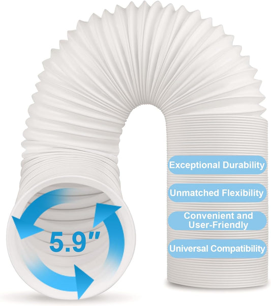 BULLA Air Conditioner Exhaust Hose Extension – 5.9’’/5.12’’ Diameter 118’’ Long Portable AC Vent Hose Anti-Clockwise