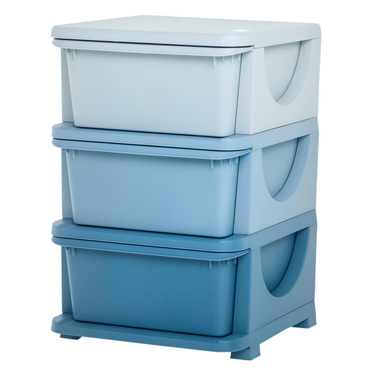 HOMCOM Kids’ 3-Drawer Storage Unit – Blue