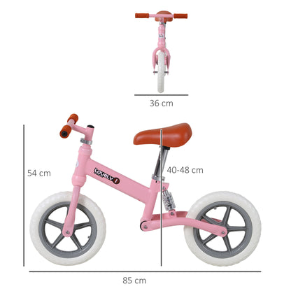 12" Kids Balance Bike | No Pedal Toddler Training Bike | Ages 2-5 | Pink
