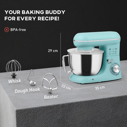 1300W Stand Mixer | 6-Speed Tilt-Head, Stainless Steel Bowl, Dough Hook, Whisk & Beater (Blue)