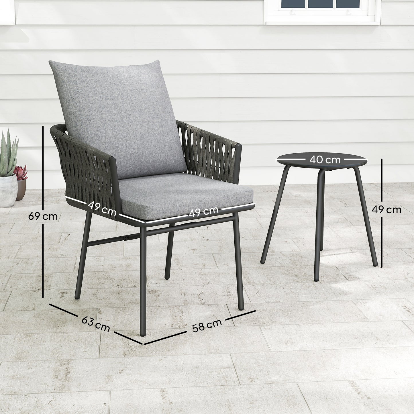 Outsunny 3-Piece Rattan Bistro Set | Garden Table & Chairs
