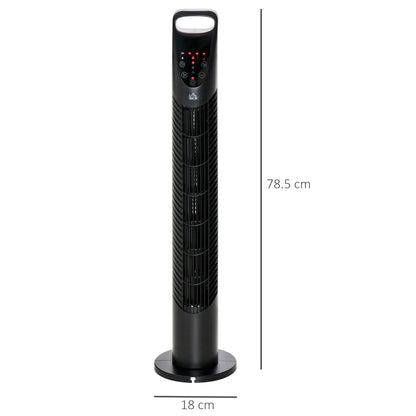 HOMCOM 31" Bladeless Tower Fan | 70° Oscillation, 37.8dB Quiet, 7.5H Timer, Remote Control — Black