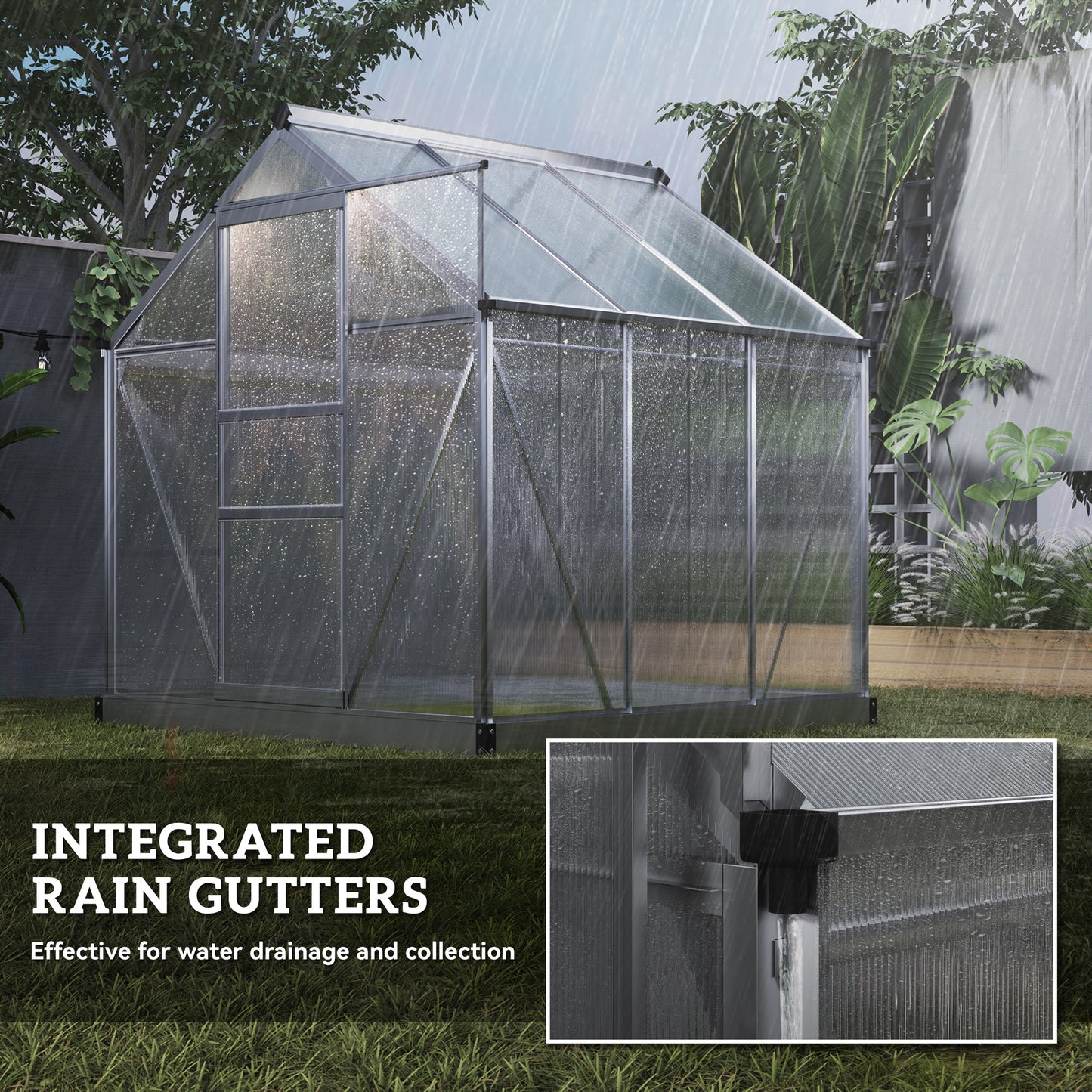 Outsunny 6 x 6ft Polycarbonate Greenhouse | Clear