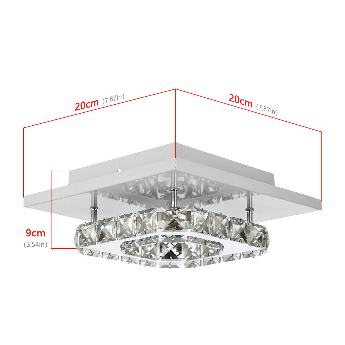 Crystal Ceiling Light LED Lamp | Modern Square Chandelier | Elegant Pendant Light for Living Room Hallway Bedroom