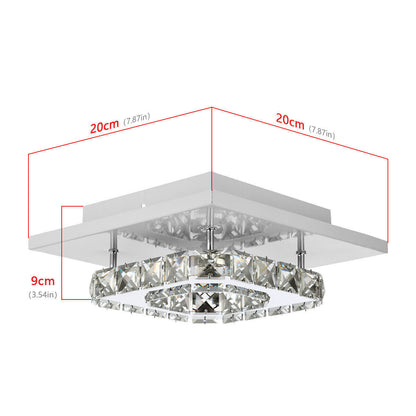 Crystal Ceiling Light LED Lamp | Modern Square Chandelier | Elegant Pendant Light for Living Room Hallway Bedroom