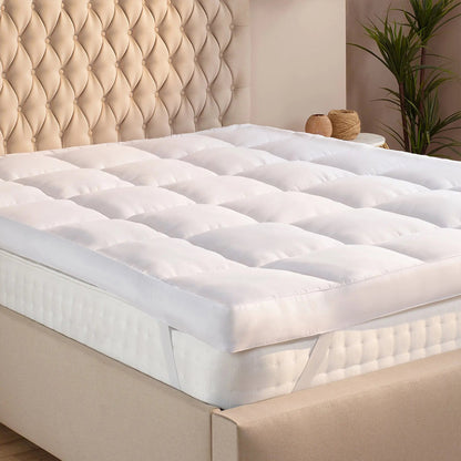 Microfiber Mattress Topper - Extra Thick Box Stitched Super Soft Fluffy Topper | UK Bedding