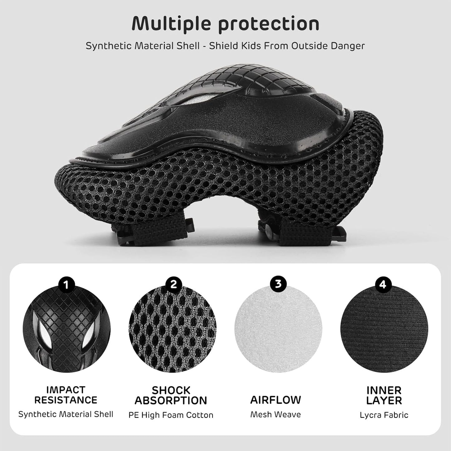 Kids Protective Helmet and Pads Set (Age 5-12) – Includes Skateboard, Knee, Elbow & Wrist Pads for Roller Skating, Cycling, Scooters, and Extreme Sports