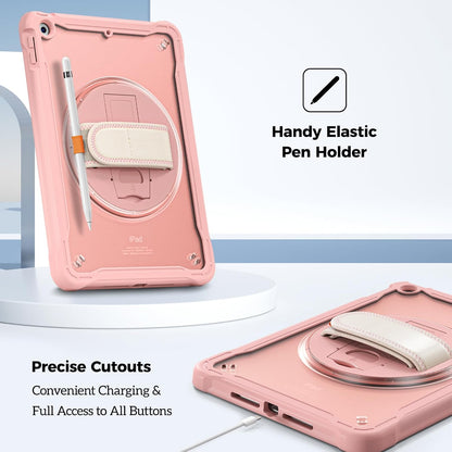 ProCase Rugged iPad Case for 10.2" (9th/8th/7th Gen) – Heavy‑Duty Cover with Hand Strap & Kickstand | Pink | UK