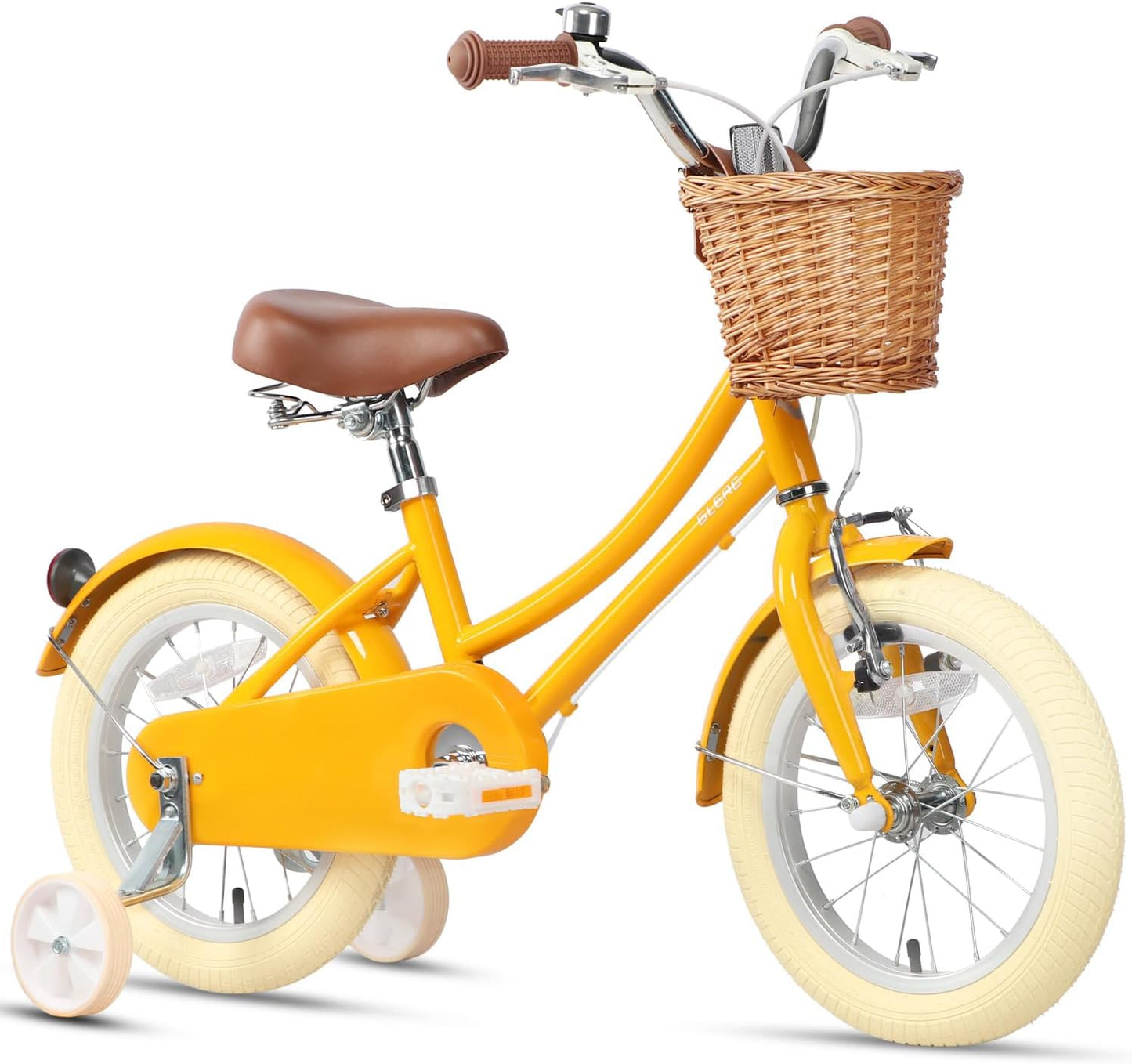 GLERC Little Molly Kids Retro Girls Bike with Basket, Stabilisers and Kickstand