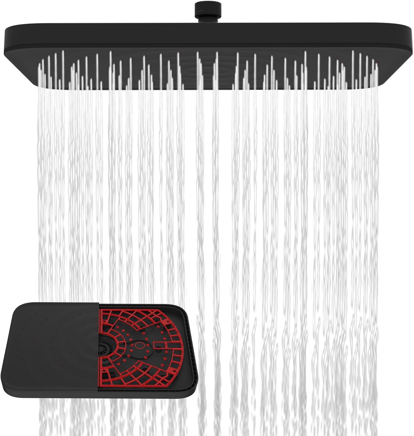 Hibbent 10" Round Rainfall Shower Head – Fixed Overhead Shower Head with Self‑Cleaning Nozzles (Black)
