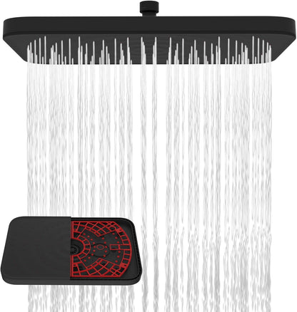 Hibbent 10" Round Rainfall Shower Head – Fixed Overhead Shower Head with Self‑Cleaning Nozzles (Black)