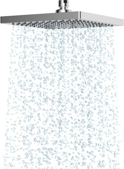 Hibbent 10" Round Rainfall Shower Head – Fixed Overhead Shower Head with Self‑Cleaning Nozzles (Black)