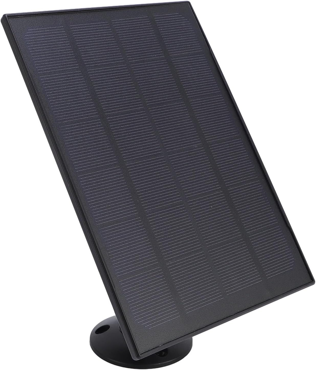8W Solar Panel Charger for Security Cameras – Micro USB + USB‑C, 9.8ft Cable, 360° Adjustable Mount (Black)