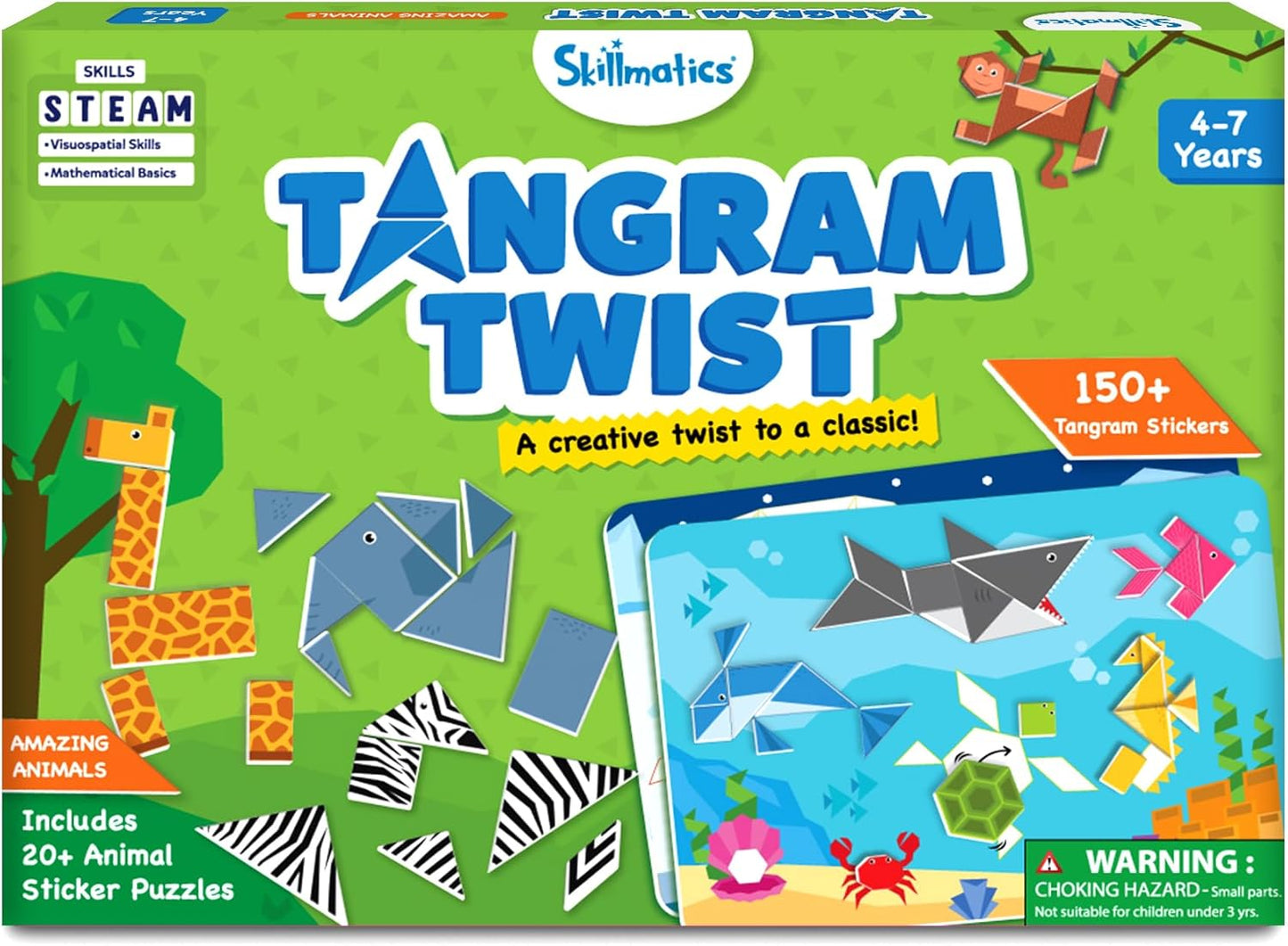 Tangram Sticker Puzzles for Kids | 150+ Foam Stickers, Educational Art & Craft Activity — Ages 4–7